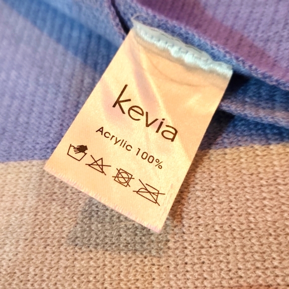 KEVIA ACRYLIC GREY & BLUE COLOR BLOCK SCARF - Picture 5 of 6